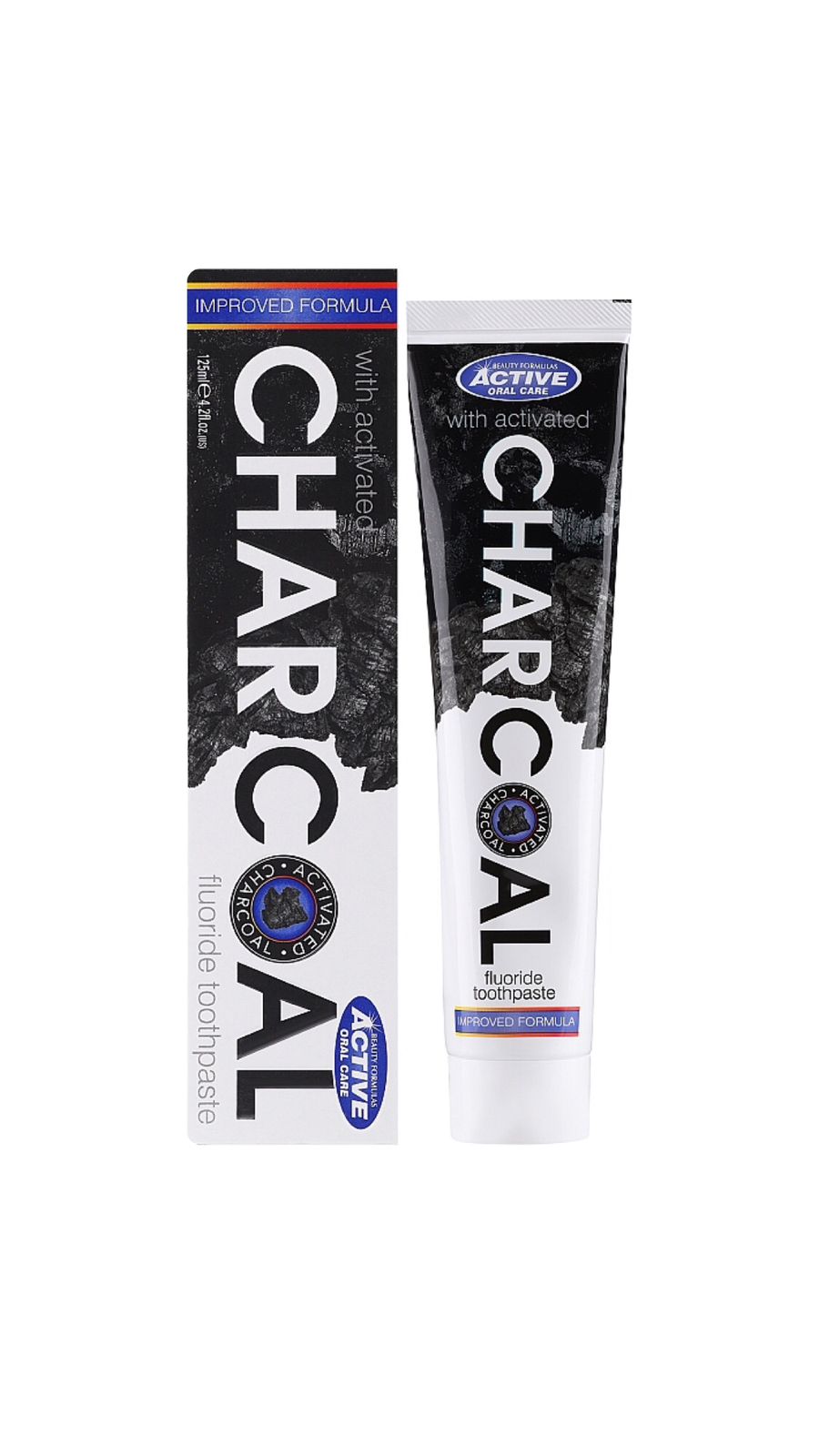 BEAUTY FORMULAS ACTIVE ORAL CARE CHARCOAL FLUORIDE TOOTHPASTE 125ml بيوتي فورميولاز معجون أسنان